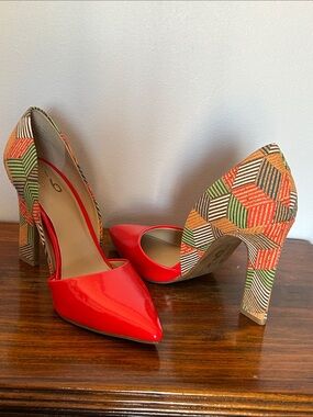 Mix No. 6 Red Muticolor Cork Heel Pumps